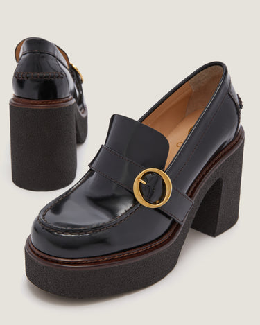 Gabriella Black Leather Platform Loafer - Odissi Studio USA - 3