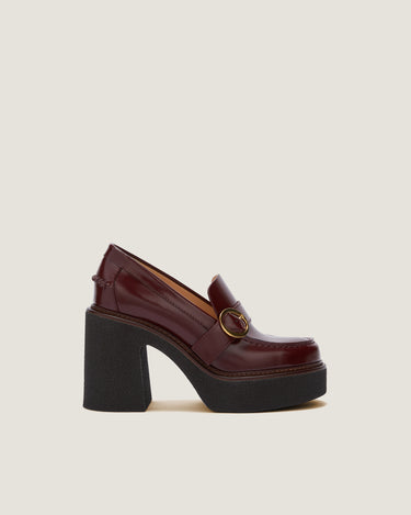 Gabriella Burgundy Leather Platform Loafer - Odissi Studio USA