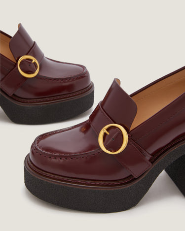 Gabriella Burgundy Leather Platform Loafer - Odissì Studio USA - 3