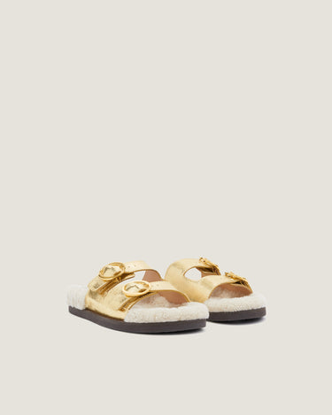 Yuki Gold Leather Flat Sandal - Odissi Studio USA - 2