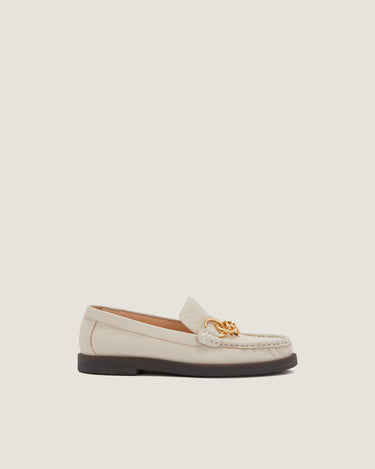 Jane White Grainy Goat Leather Loafer - Odissi Studio USA