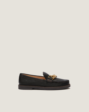 Jane Black Grainy Goat Leather Loafer - Odissi Studio USA