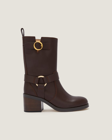 Hailey Dark Brown Leather Biker Boot - Odissì Studio USA