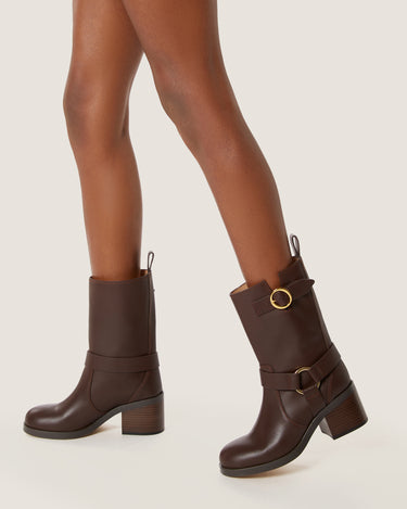 Hailey Dark Brown Leather Biker Boot - Odissì Studio USA - 5