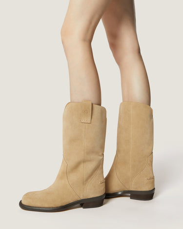 Frances Natural Soft Suede Cowboy Boot - Odissì Studio USA - 5