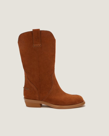 Frances Tan Soft Suede Cowboy Boot - Odissi Studio USA