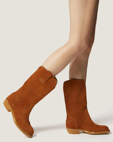 Frances Tan Soft Suede Cowboy Boot - Odissì Studio USA - 5