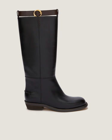 Emilie Black Leather Riding Boot - Odissì Studio USA