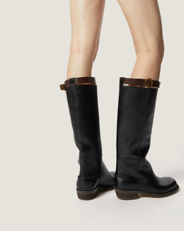 Emilie Black Leather Riding Boot - Odissi Studio USA - 5