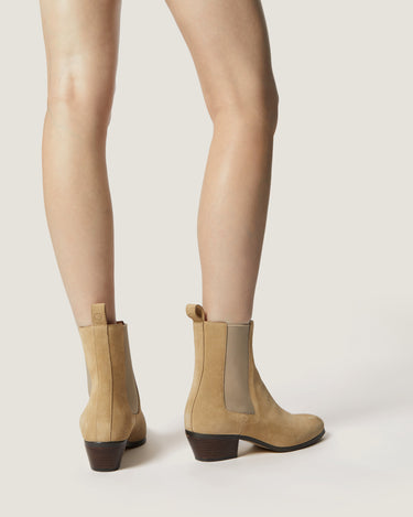 Ella Natural Suede Leather Bootie - Odissi Studio USA - 5