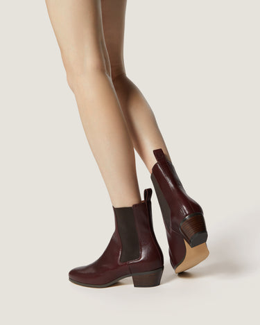 Ella Burgundy Leather Bootie - Odissi Studio USA - 5