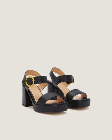 Brianne Black Leather Platform Sandal - Odissì Studio USA - 2