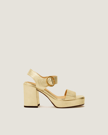 Brianne Gold Leather Platform Sandal - Odissì Studio USA