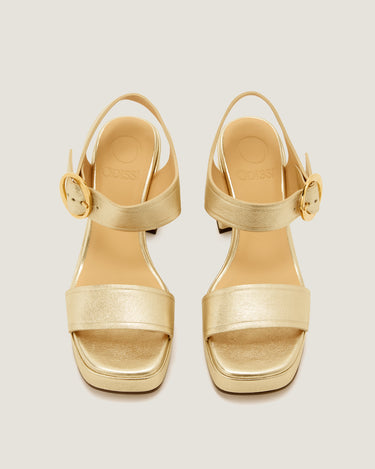 Brianne Gold Leather Platform Sandal - Odissì Studio USA - 4