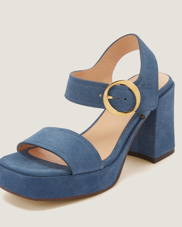 Brianne Jeans Suede Leather Platform Sandal - Odissì Studio USA - 3