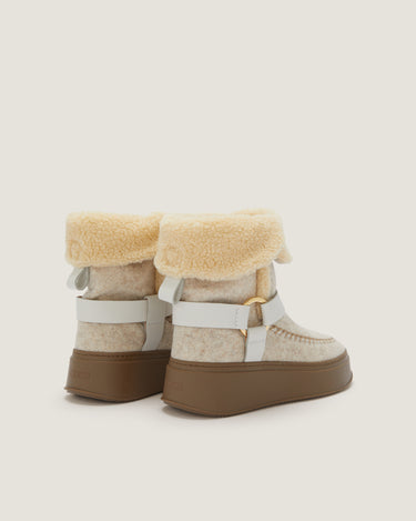 Suki White Felt Winter Bootie - Odissì Studio USA - 2