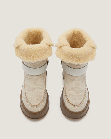 Suki White Felt Winter Bootie - Odissì Studio USA - 4