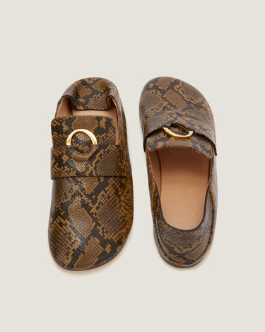 Kali Mustard Python-effect Leather Slipper - Odissì Studio USA - 3