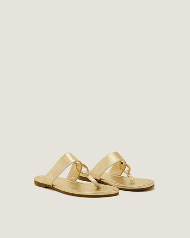 Olivia Gold Leather Thong Sandal - Odissì Studio USA - 2