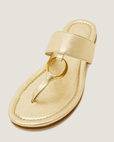 Olivia Gold Leather Thong Sandal - Odissì Studio USA - 3