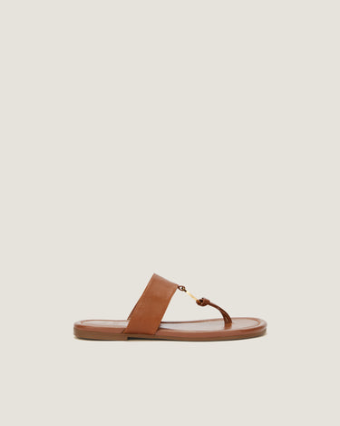 Olivia Tan Leather Thong Sandal - Odissì Studio USA