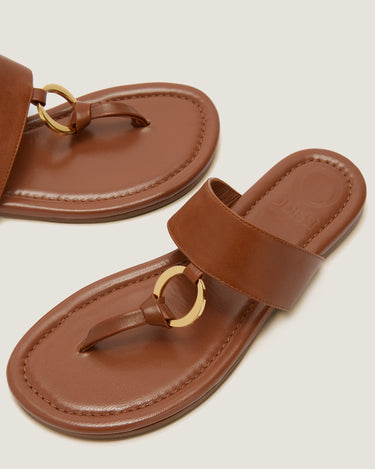 Olivia Tan Leather Thong Sandal - Odissì Studio USA - 3