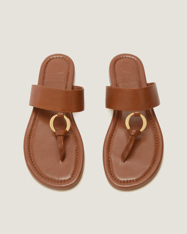 Olivia Tan Leather Thong Sandal - Odissì Studio USA - 4