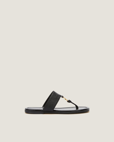 Olivia Black Leather Thong Sandal - Odissì Studio USA