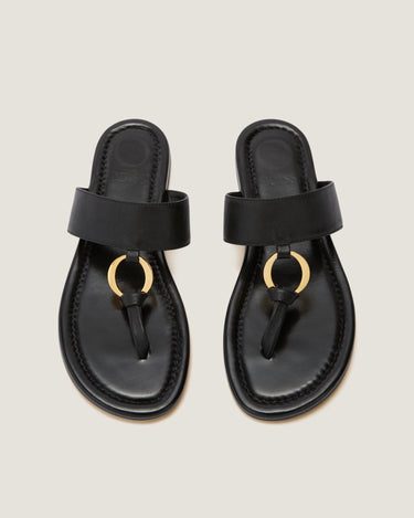 Olivia Black Leather Thong Sandal - Odissì Studio USA - 4