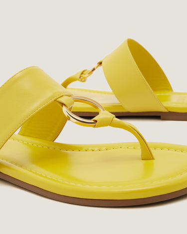 Olivia Yellow Leather Thong Sandal - Odissì Studio USA - 3