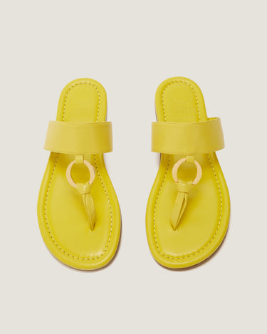 Olivia Yellow Leather Thong Sandal - Odissì Studio USA - 4