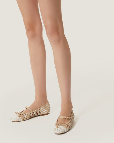 Lina White and Natural Braided Ballerina - Odissì Studio USA - 5