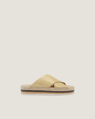 Lily Gold Leather Criss Cross Espadrille - Odissì Studio USA