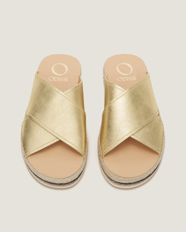 Lily Gold Leather Criss Cross Espadrille - Odissì Studio USA - 4