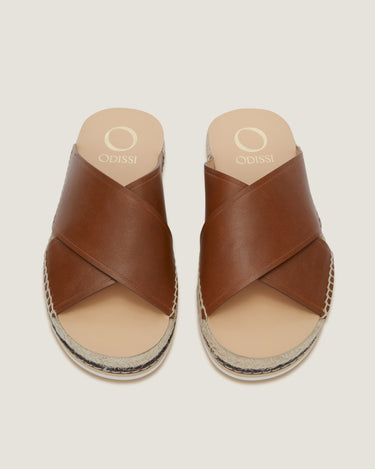 Lily Tan Leather Criss Cross Espadrille - Odissì Studio USA - 4