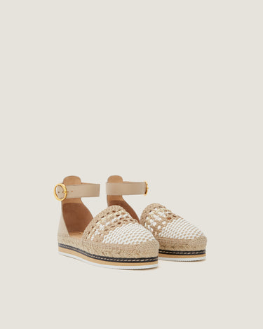 Lily White and Natural Braided Flat Espadrille - Odissì Studio USA - 2