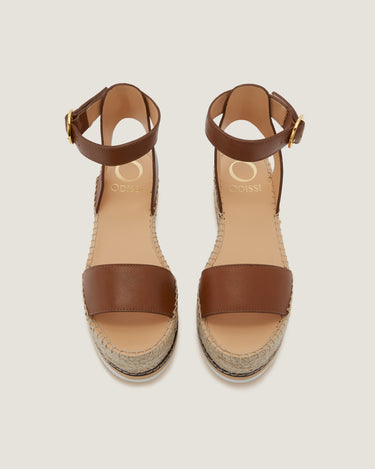 Lily Tan Leather Mid Wedge Espadrille - Odissì Studio USA - 4