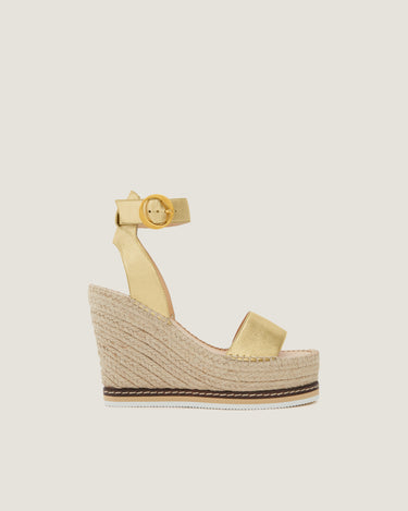 Lily Gold Leather High Wedge Espadrille - Odissì Studio USA