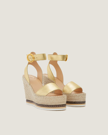 Lily Gold Leather High Wedge Espadrille - Odissì Studio USA - 2