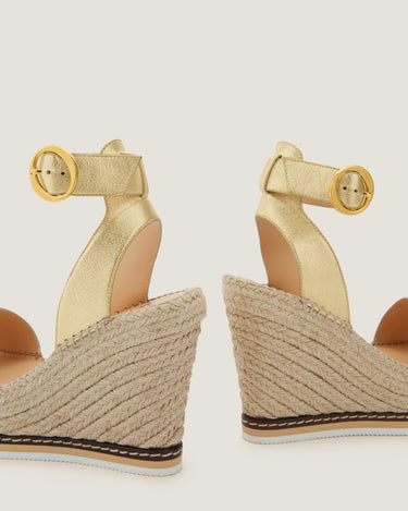 Lily Gold Leather High Wedge Espadrille - Odissì Studio USA - 3