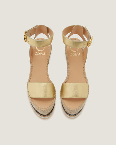 Lily Gold Leather High Wedge Espadrille - Odissì Studio USA - 4