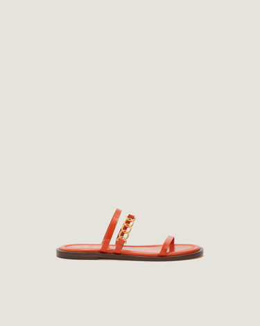 Juliet Orange Leather Flat Sandal - Odissì Studio USA