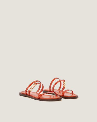 Juliet Orange Leather Flat Sandal - Odissì Studio USA - 2