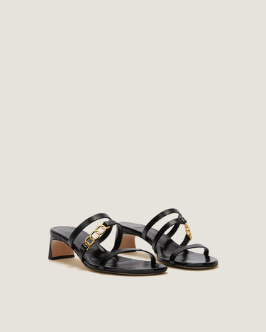 Juliet Black Leather Heel Sandal - Odissì Studio USA - 2