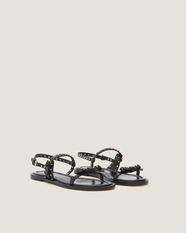 Jackie Black Leather Flat Sandal - Odissì Studio USA - 2