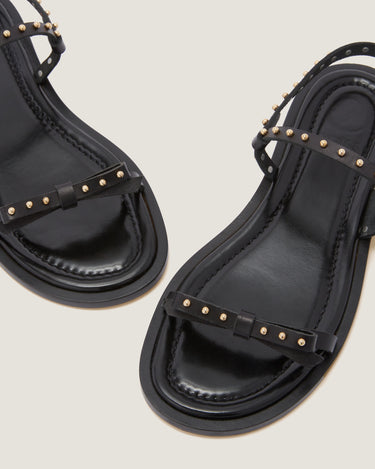 Jackie Black Leather Flat Sandal - Odissì Studio USA - 3