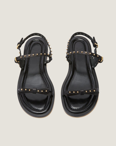 Jackie Black Leather Flat Sandal - Odissì Studio USA - 4