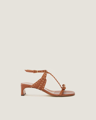 Jackie Tan Leather Heel Sandal - Odissì Studio USA - 1