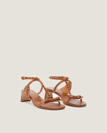 Jackie Tan Leather Heel Sandal - Odissì Studio USA - 2