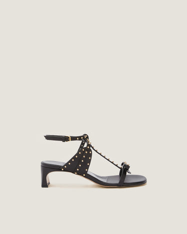 Jackie Black Leather Heel Sandal - Odissì Studio USA